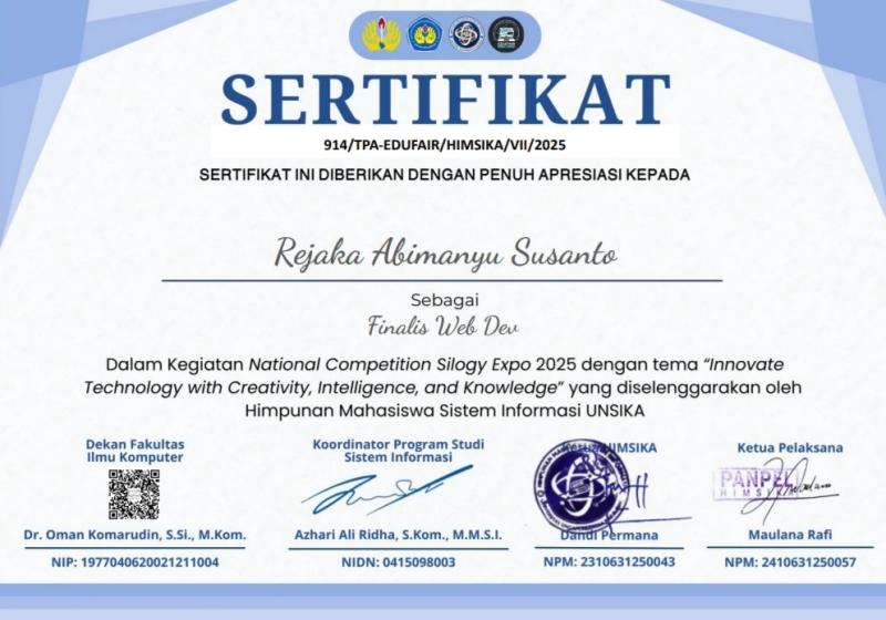 Finalist – Web Development, National Competition Silogy Expo