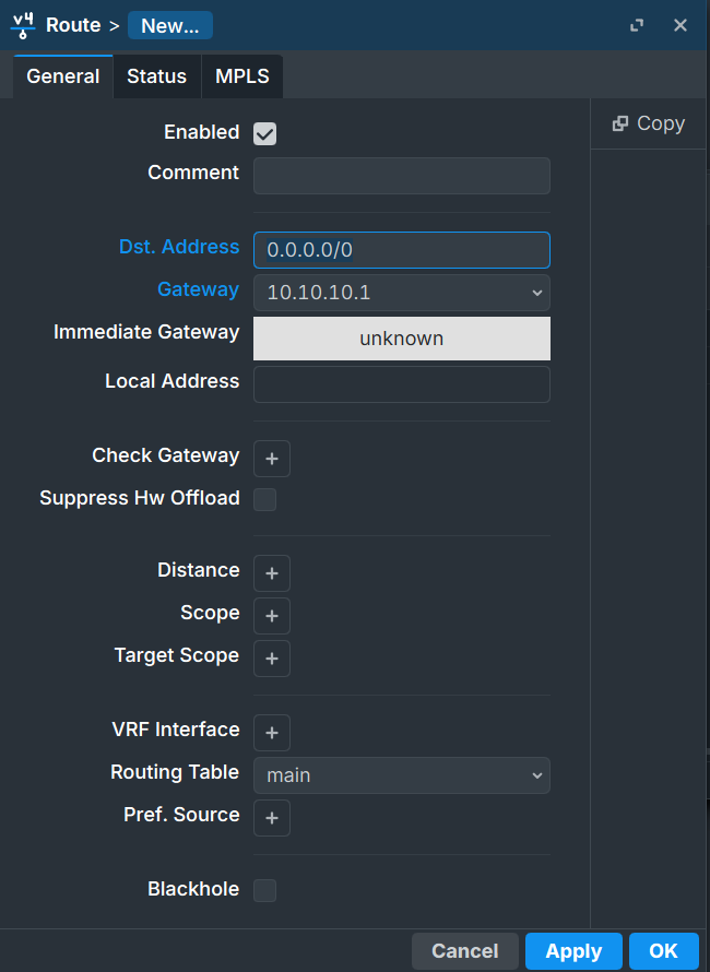 Router1 Default Route