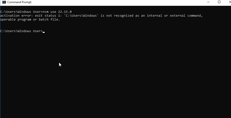 nvm use error